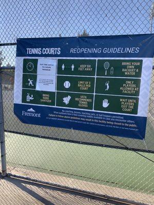 Guidelines posted...not sure about the tennis gloves rec. courts very full with reservations