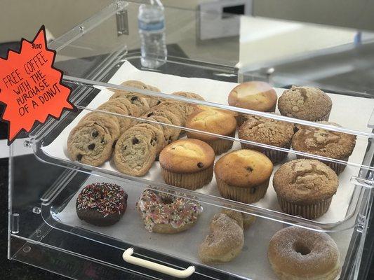 Fresh baked goods from Fosters Donuts delivered every morning!