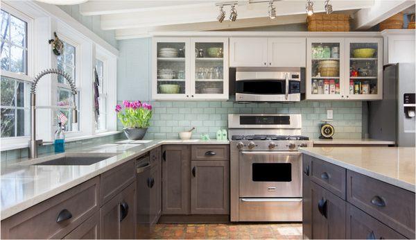 Kitchen remodel with new cabinets and some cabinet refacing.  Also new countertop and backsplash.