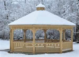 Snow-covered gazebo