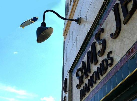 Two Icons from Akron, Ohio, Sam's Jewelry Emporium and the Goodyear Blimp.