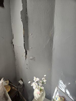 Damage to interior wall when outer wall was being workedvon.