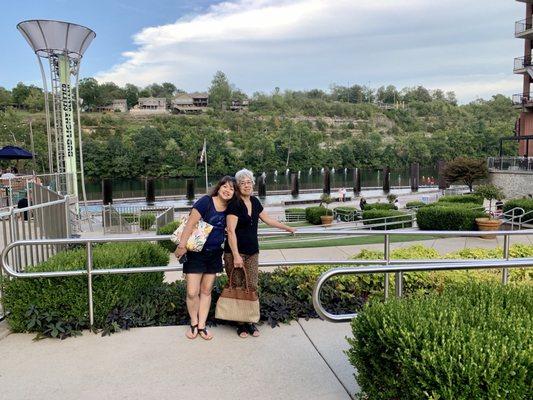 09.04.20 Mom and I waiting for the spectacular fountain show to start at Branson Landing