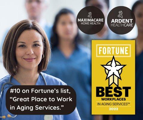 Named one of the Best Workplaces in Aging Services by Fortune Magazine and Great Place to Work.