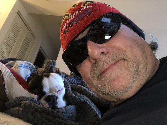 Owner and Harley (a Boston Terrier).