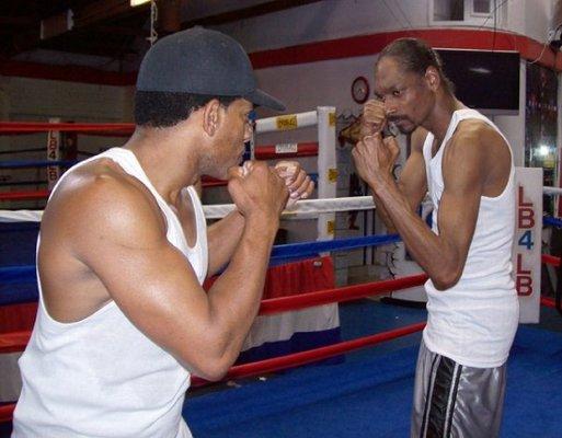 Rapper/ Actor Snoop Dogg training at LB4LB Boxing Gym