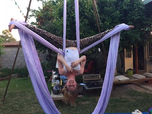 Danielle's first time on the silks with help from Ryan!