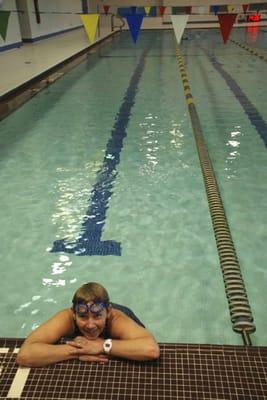 Swimming pool with lap lanes.