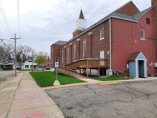 NCF, side and rear of building showing handicap accessible entrance, Sunday April 24, 2022.