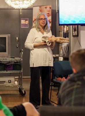 Mary Sommers, Certified Professional Midwife, teaches the Celebrate Birth! Childbirth Education classes