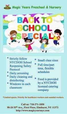 Magic Years Preschool & Nursery now offers back to school special!!!