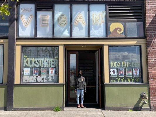 Opening weekend for Isle of Plants. Michelle, owner of Isle of Plants, is seen here standing in the entrance of the shop.