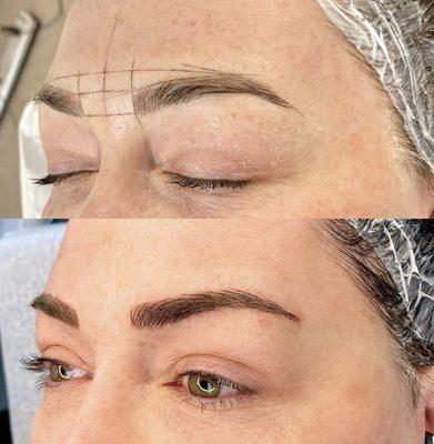 Before and after microblading