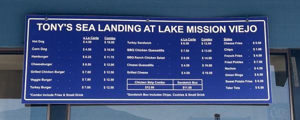 8/3/23 Lake Mission Viejo snack bar food menu