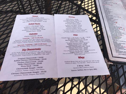 Goodsons Pizzeria Menu