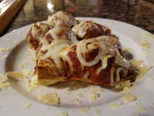 Open-faced meatball sandwich