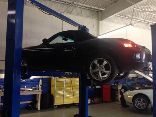 My Boxster on the lift.