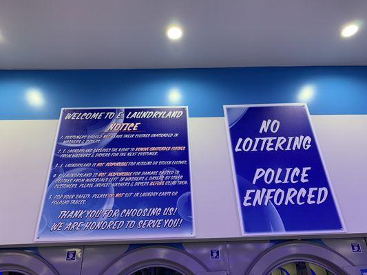 E LaundryLand notice signs