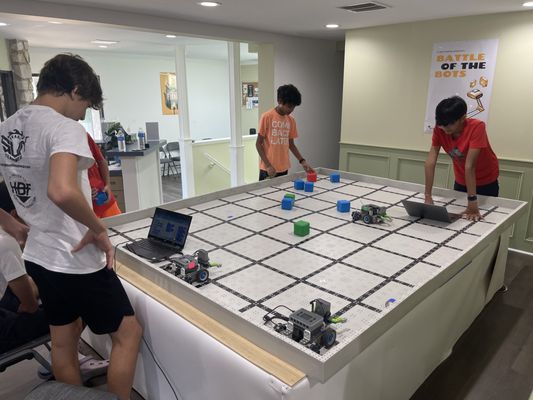 Robotics at play. Kids coding their Robots