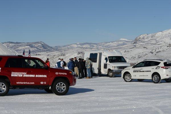 Students arriving at our purpose-built driving campus just outside of Steamboat Springs.