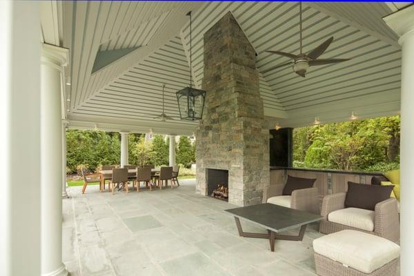 Indoor/Outdoor living space in a pool cabana