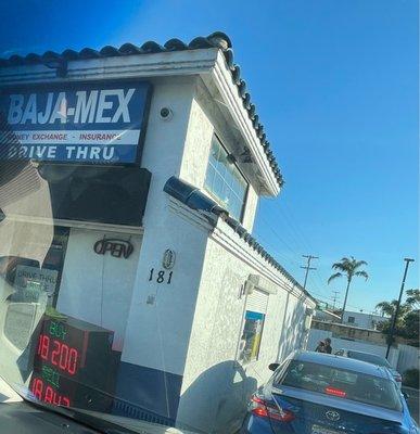 Drive-thru money exchange.