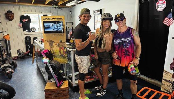 Family in town grabbing some gear before a beach ride!