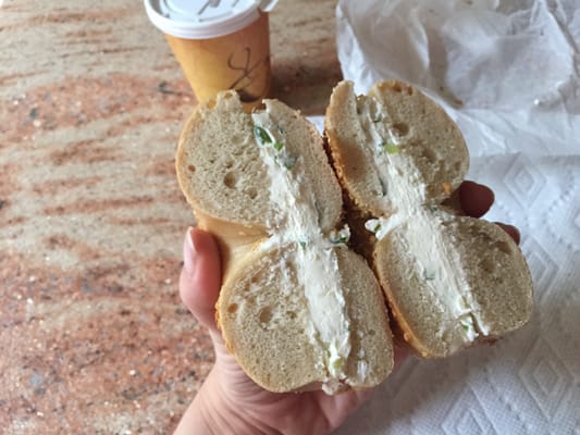 Onion bagel with Scallion cream cheese!