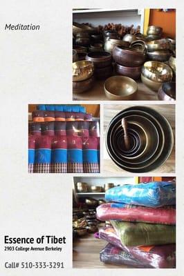 Meditation singing bowls and cushions