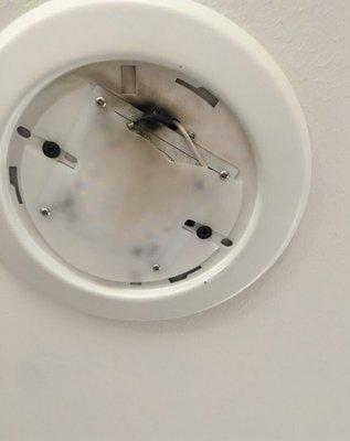 Burned light fixture