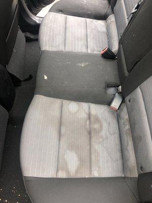 Before photo of stains and spills on seats