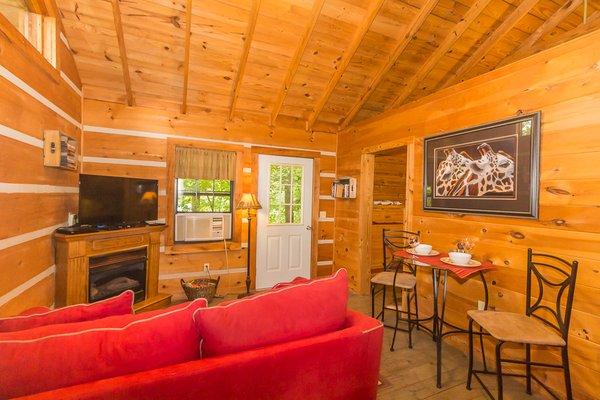 Cabin #3 Living Room Facing Patio