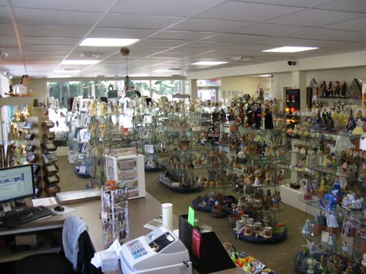 A view from inside of the store looking from the back towards the front of the showroom