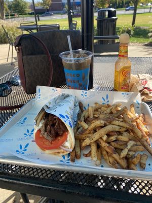 Lunch! Gyro wrap with lemon oregano fries