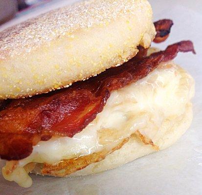 Bacon, Egg & Cheese: We use organic eggs, nitrate-free bacon, and Vermont Sharp Cheddar