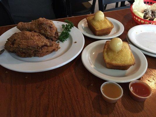 Fried chicken with cornbread