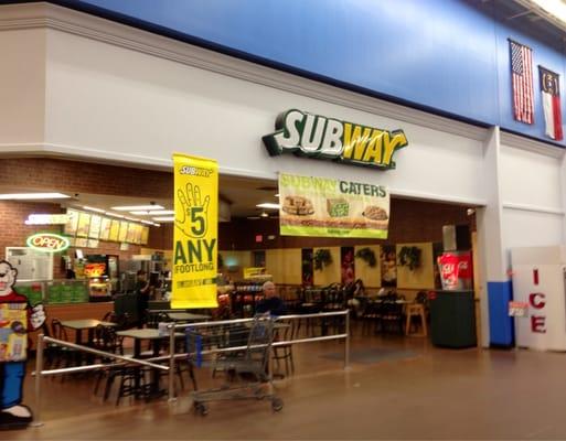 Not sure what reviewer was talking about. This Subway is inside Walmart.