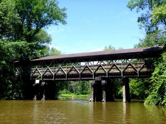 under the old railroad bridge on the Black River at South Haven, Michigan