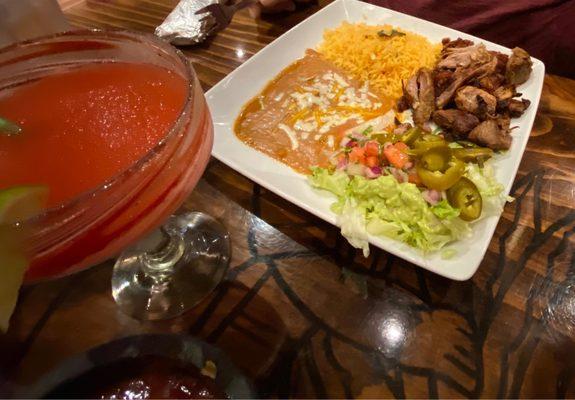 Pork Carnitas & Frozen Strawberry Margarita