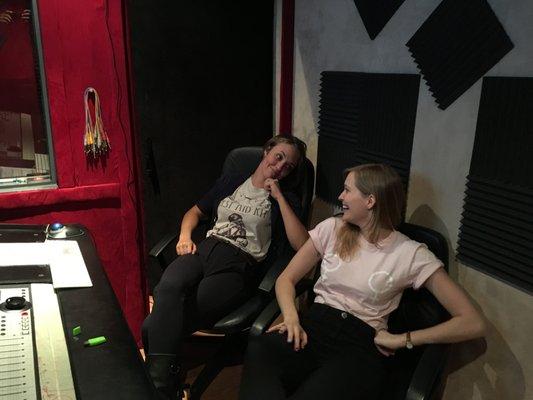 Danni & Britt .. chillaxing after their  recording session.  Book your recording session today!  #Studio4 #Burbank