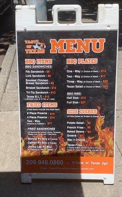 Menu of Taste Of Texas.