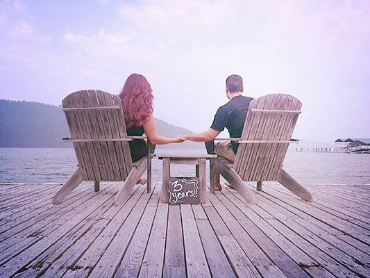 On the dock. We took some anniversary photos.