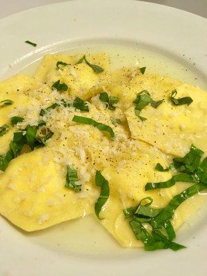 house made ricotta raviolis (we make the ricotta too) in parmesan broth