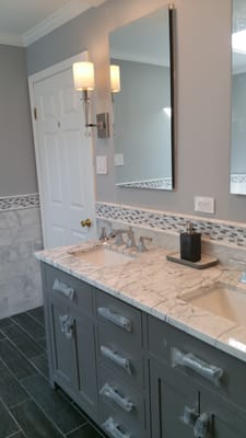 Randolph, NJ master bathroom: vanity with medicine cabinets. Completed 2/2016