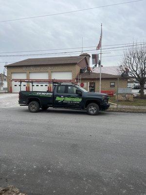 Local fire company got a new roof!!!! Owens Corning color desert rose