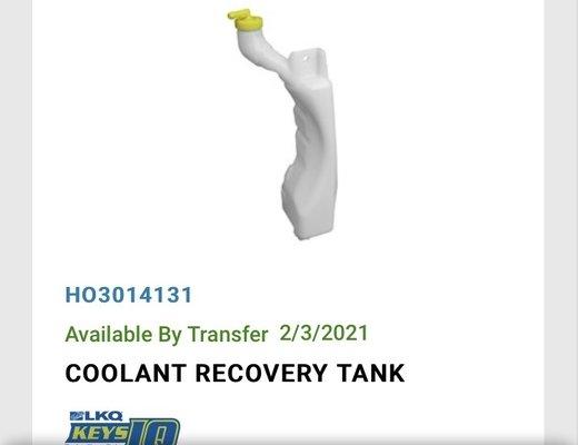 Coolant recovery for all types of vehicles.