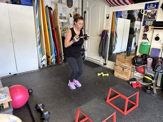 Client training in their garage.