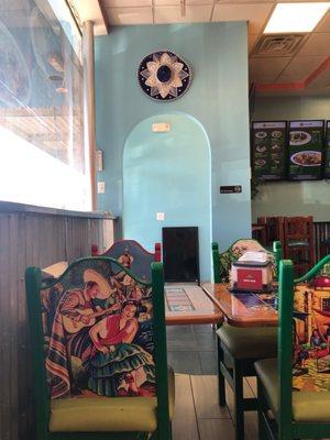 Entrance to restaurant. Cozy place to get tacos as implied by the name. They also have other options for Hispanic food.