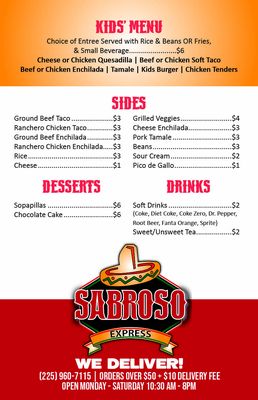 Sabroso Mexican Express Menu Page 4 of 4