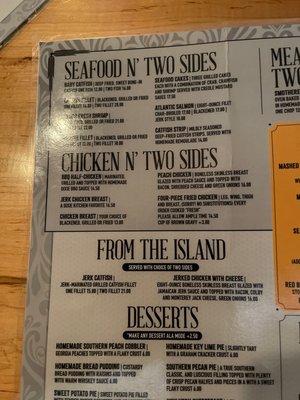 Small menu sample